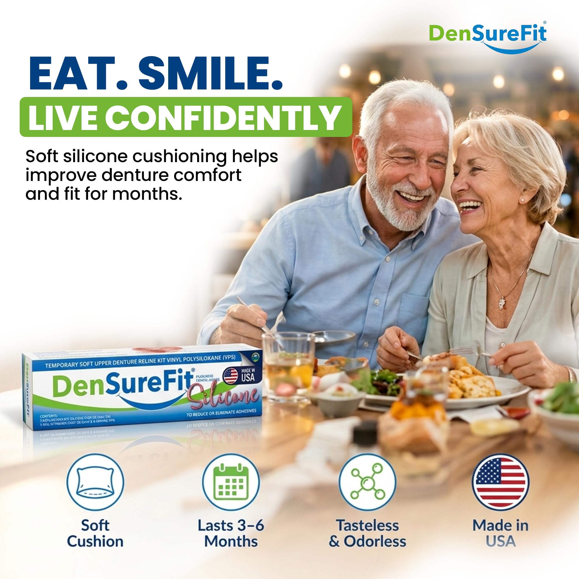 DenSureFit Silicone Denture Reliner Kit for Comfort

