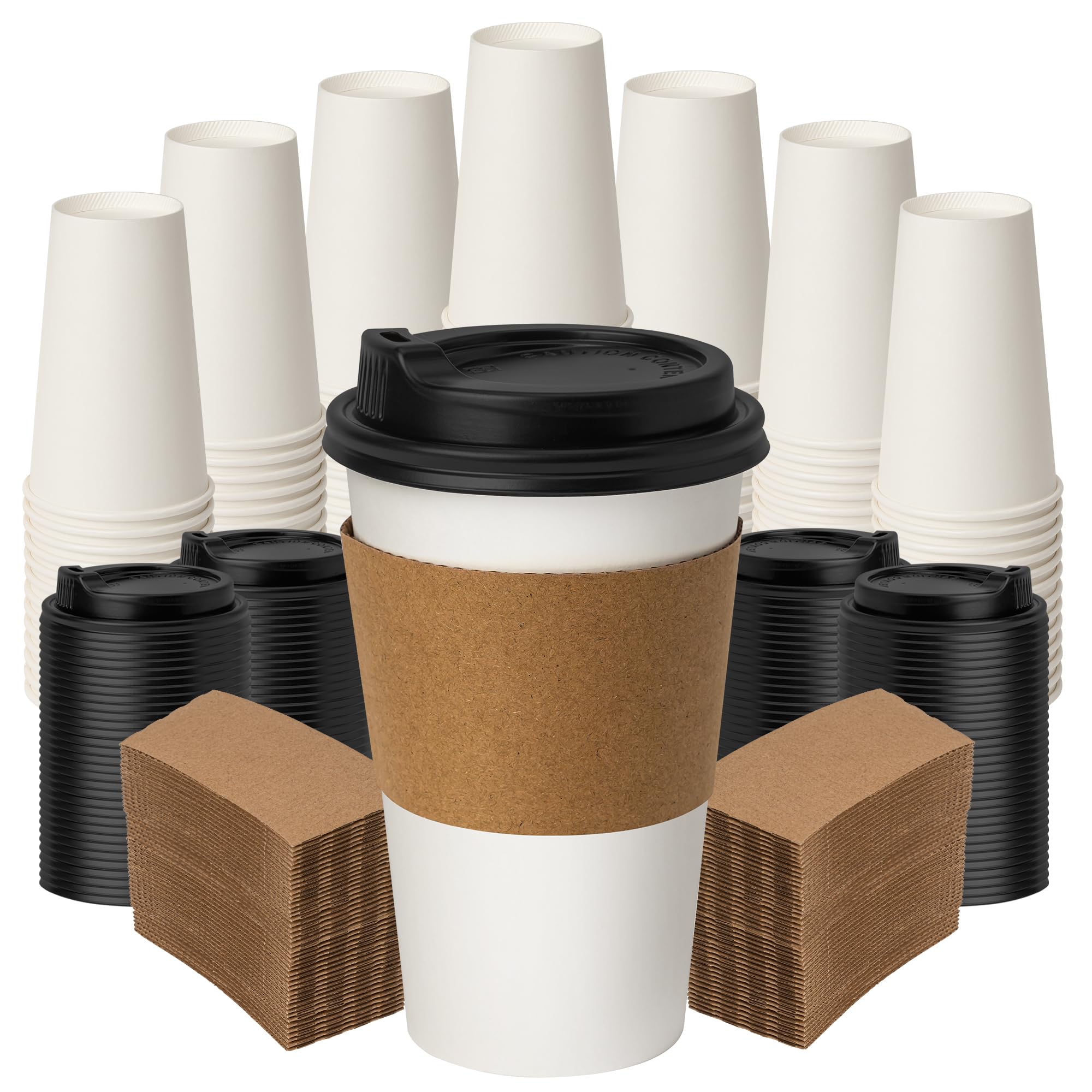 White Disposable Paper Cups for Hot Beverages with Rolled Rim