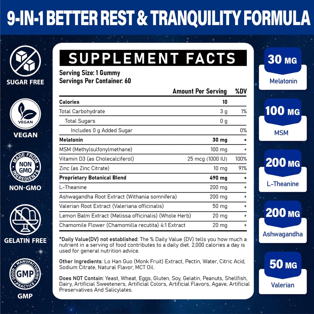 Melatonin Gummies 30mg for Adults with L-Theanine - Berry

