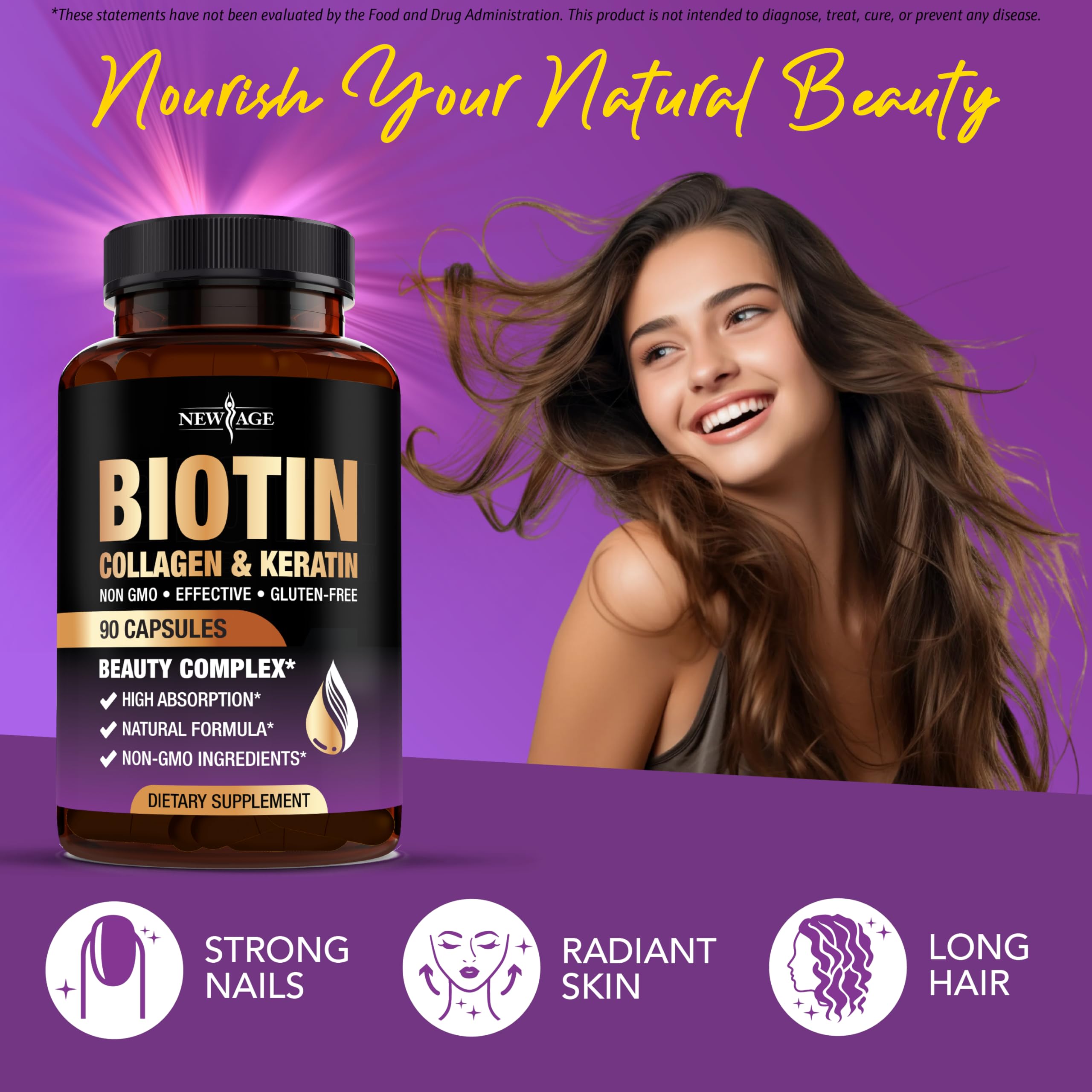 NEW AGE Biotin Hair Growth Vitamins for Hair, Skin & Nails

