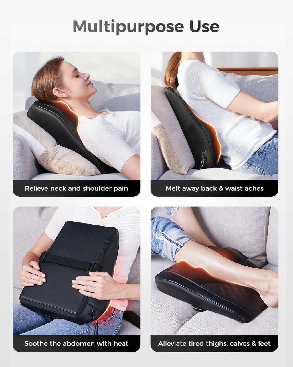 Boriwat Back Massager with Heat | Deep Tissue Shiatsu Pillow


