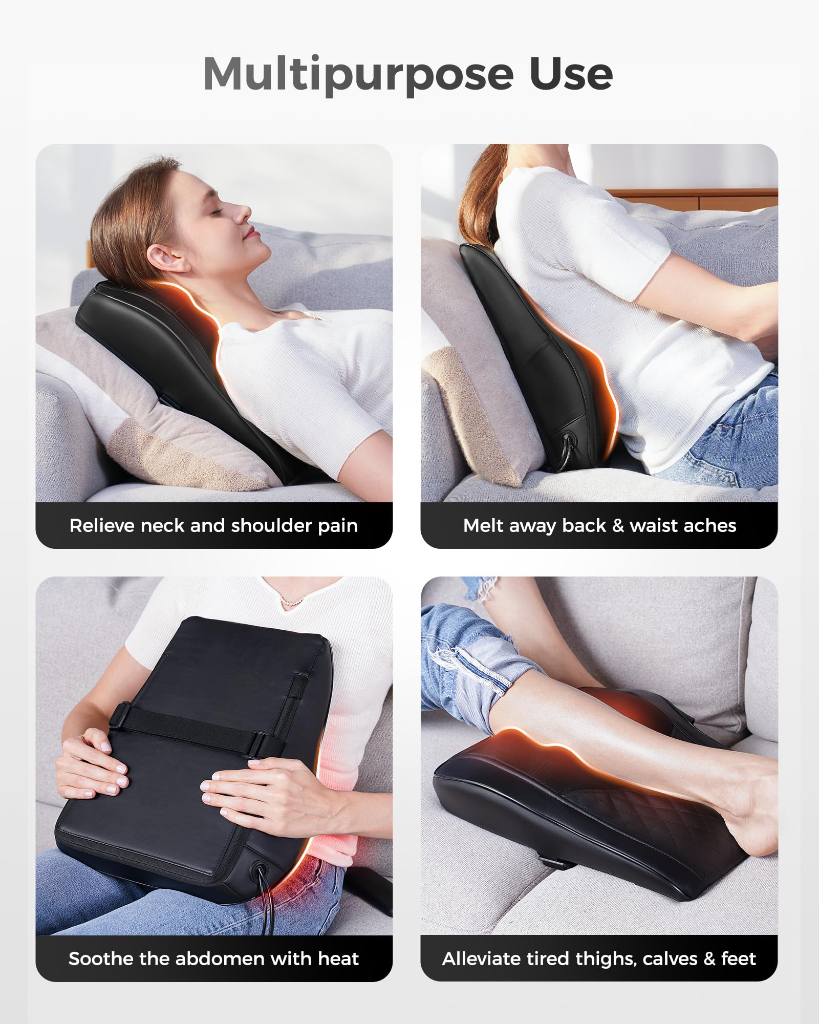 Boriwat Back Massager with Heat | Deep Tissue Shiatsu Pillow

