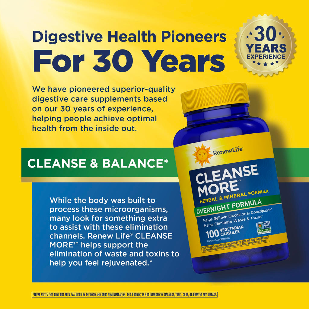 Renew Life Cleanse More Detox Capsules | Herbal Mineral Detox

