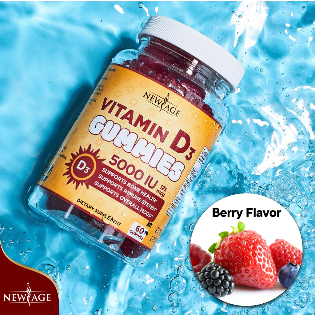 New Age Vitamin D3 Gummies 5000 IU Immune Support

