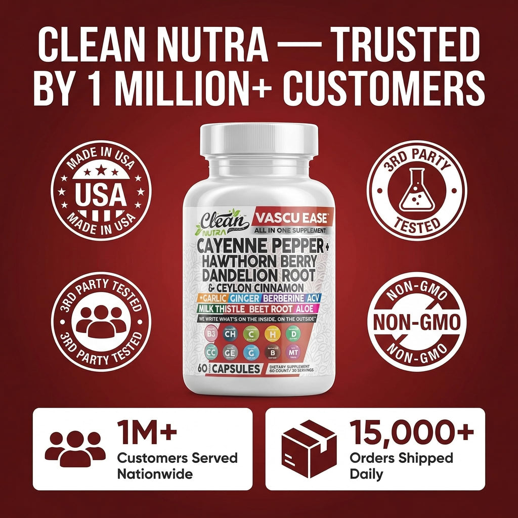 Vascu Ease Capsules by Clean Nutra | All-in-One Wellness

