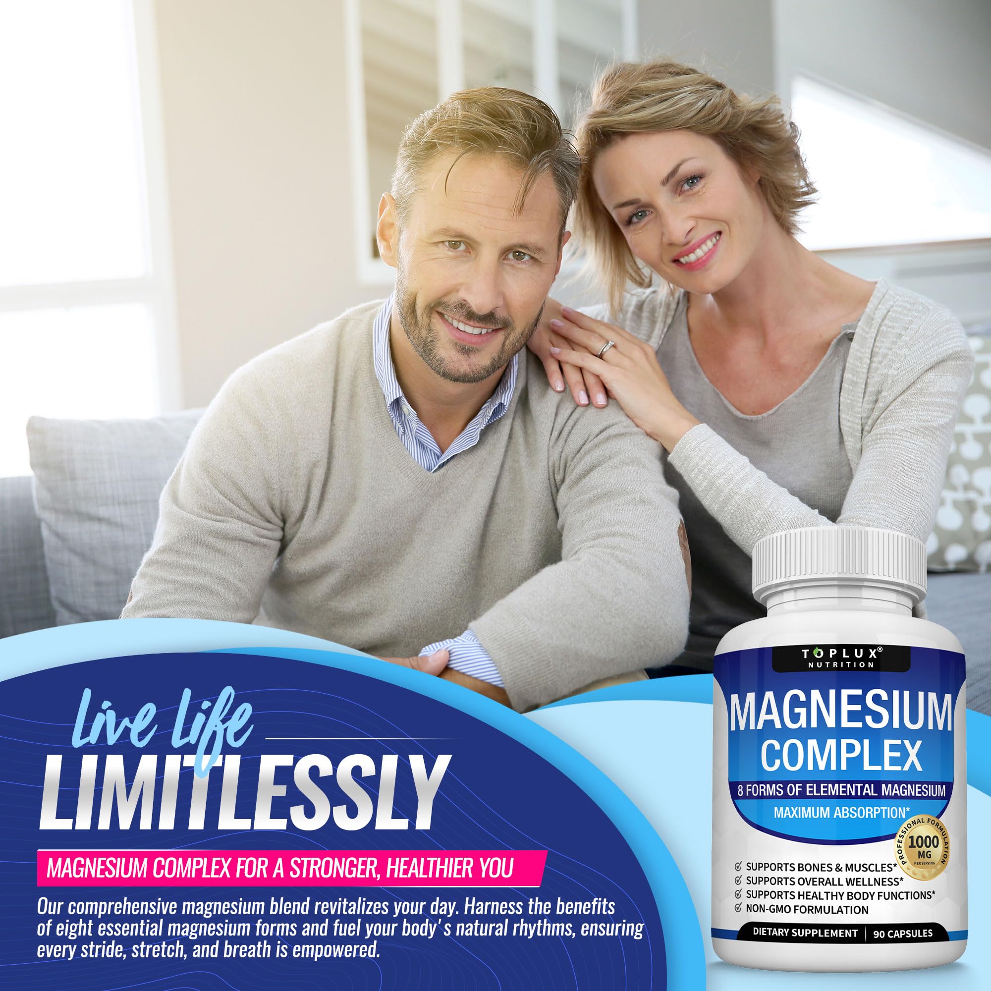 Toplux Magnesium Complex Supplement | Bone & Muscle Support


