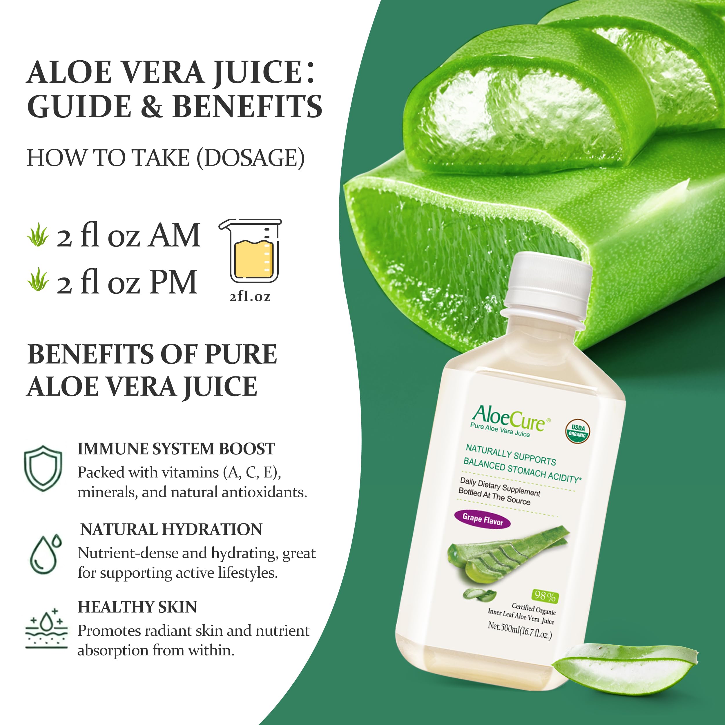 AloeCure Organic Aloe Vera Juice Inner Leaf Gel

