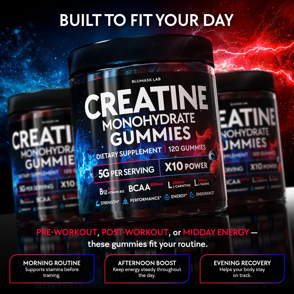 Creatine Monohydrate Gummies with BCAA, L-Carnitine

