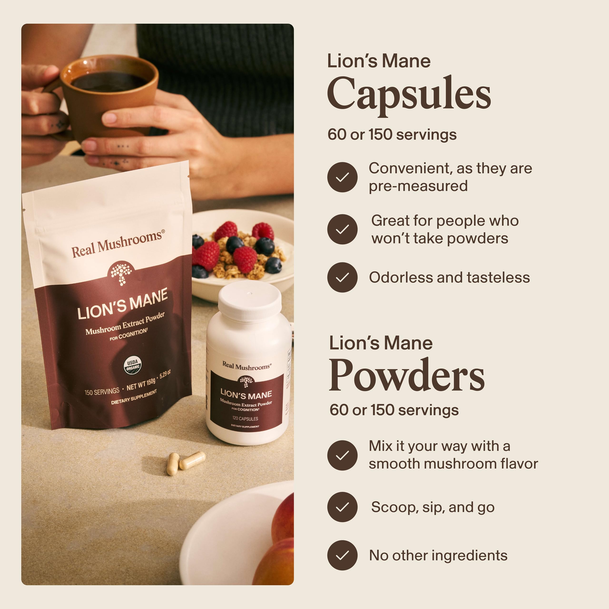 Real Mushrooms Lion's Mane Cognition Brain Support

