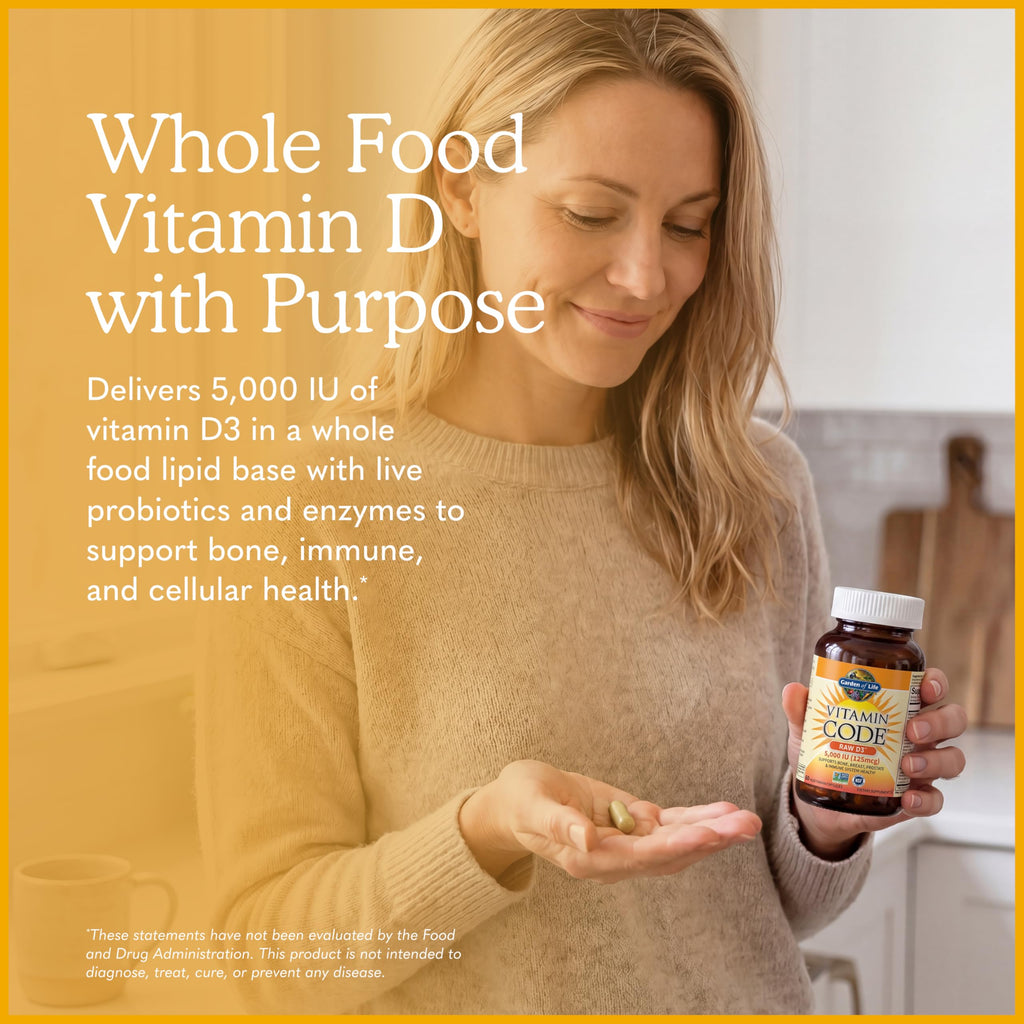Vitamin D3 Garden of Life 5000 IU Raw Whole Food Supplement

