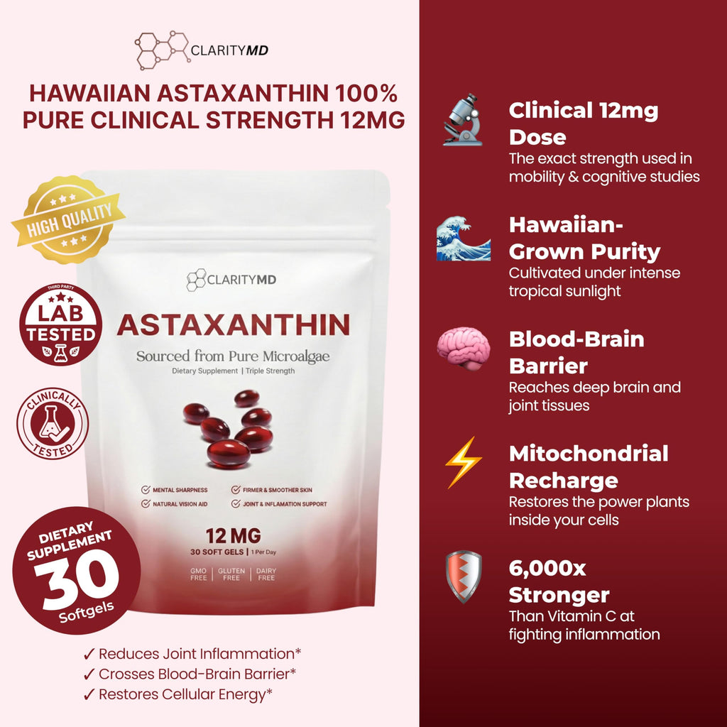 Astaxanthin 12mg Softgels - Natural Microalgae Source

