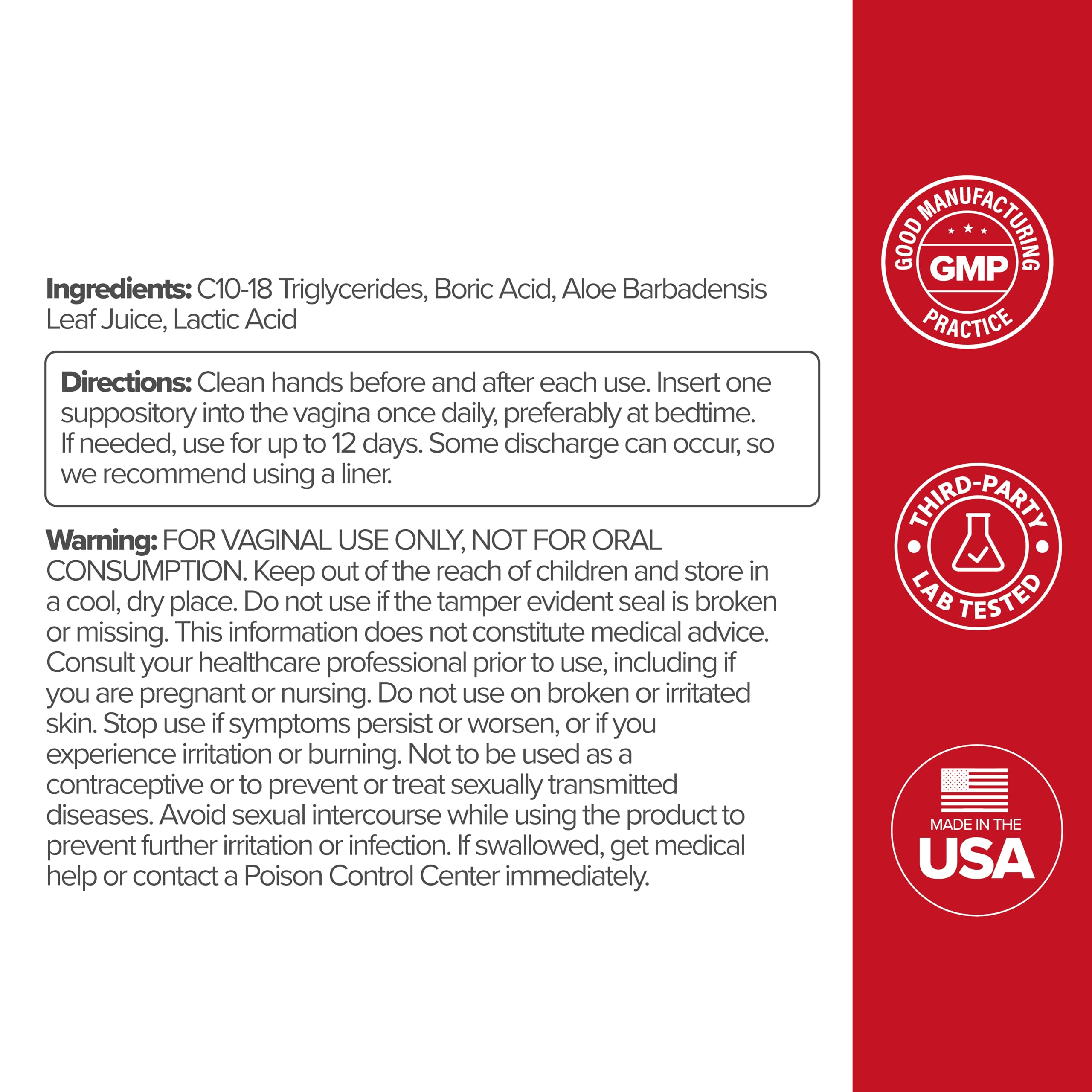 O Positiv Boric Acid Vaginal Suppository with Lactic Acid

