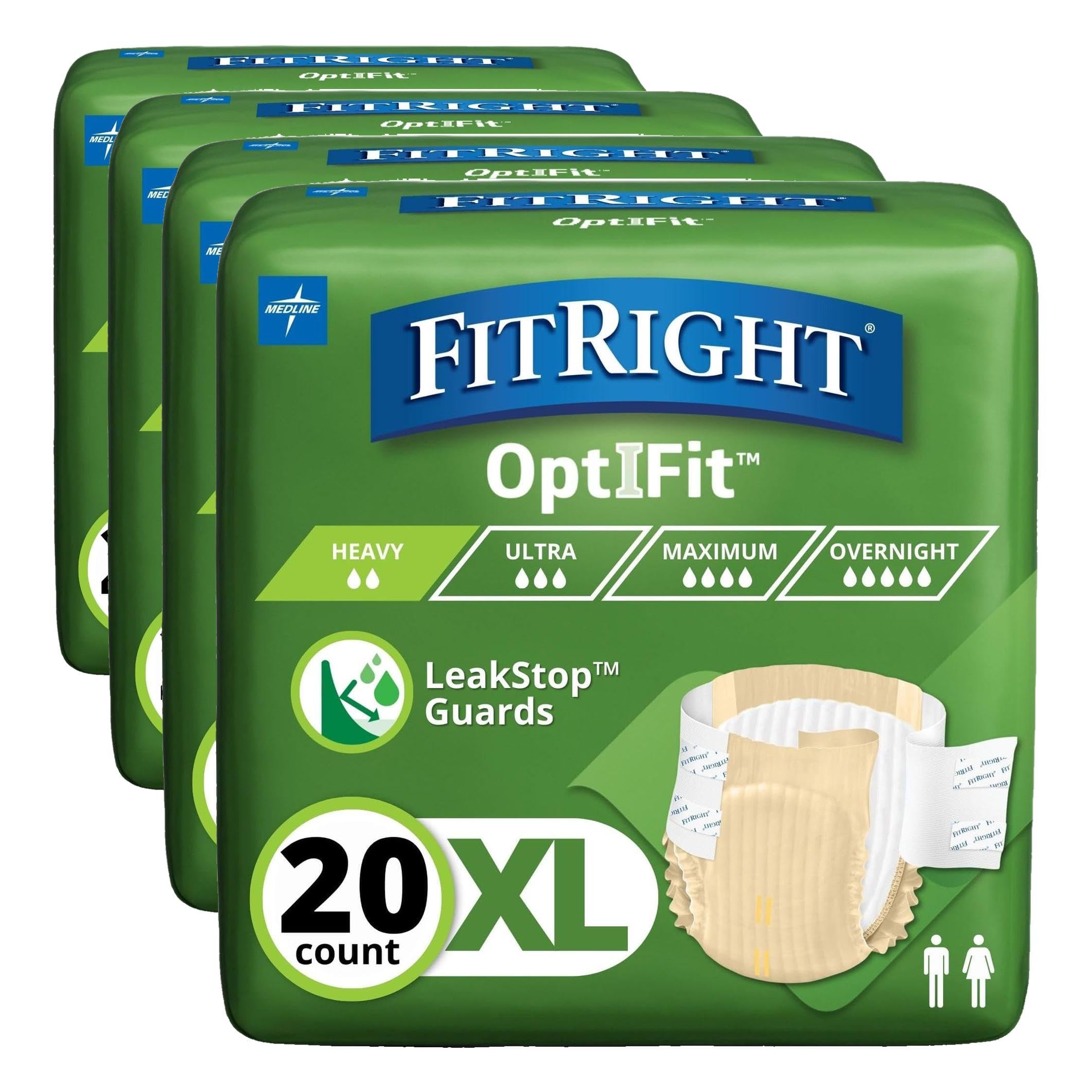 FitRight Adult Diapers with Tabs Extra+Heavy Absorbency