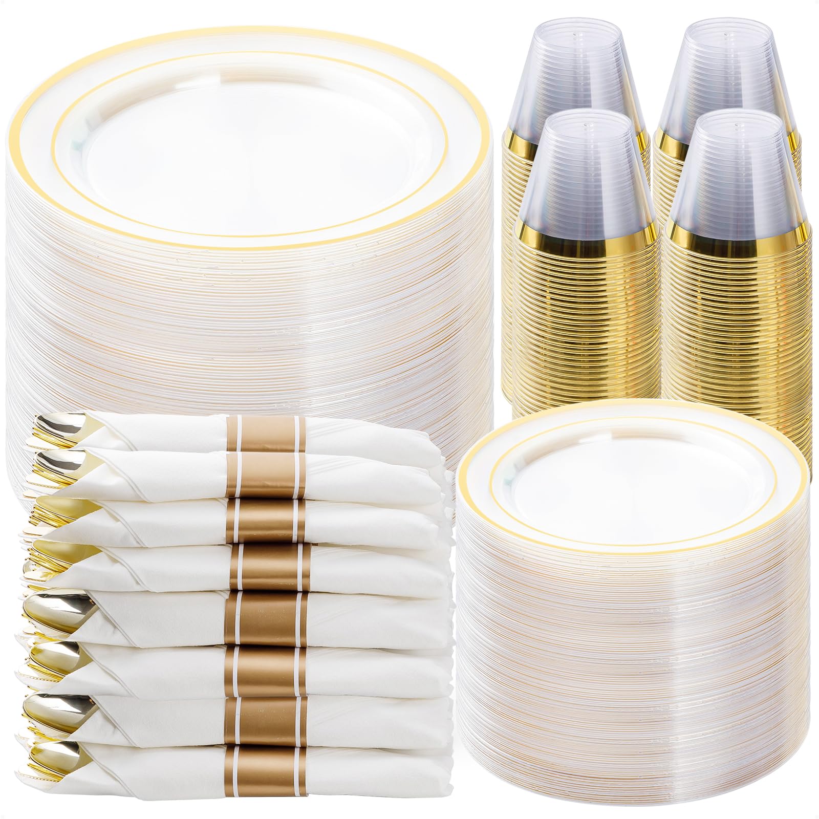 BESTVIP Disposable Plastic Dinnerware Set for Parties