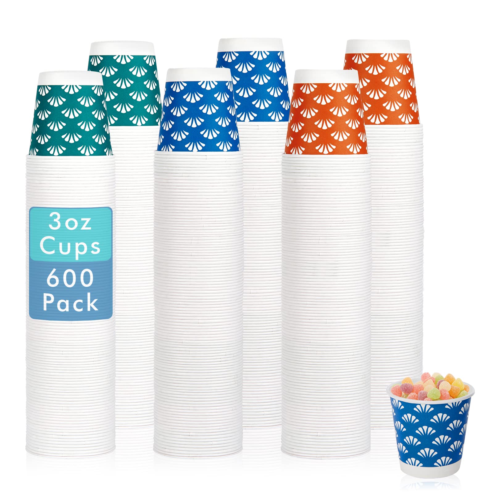 JollyPack Disposable Paper Cups with Floral Pattern