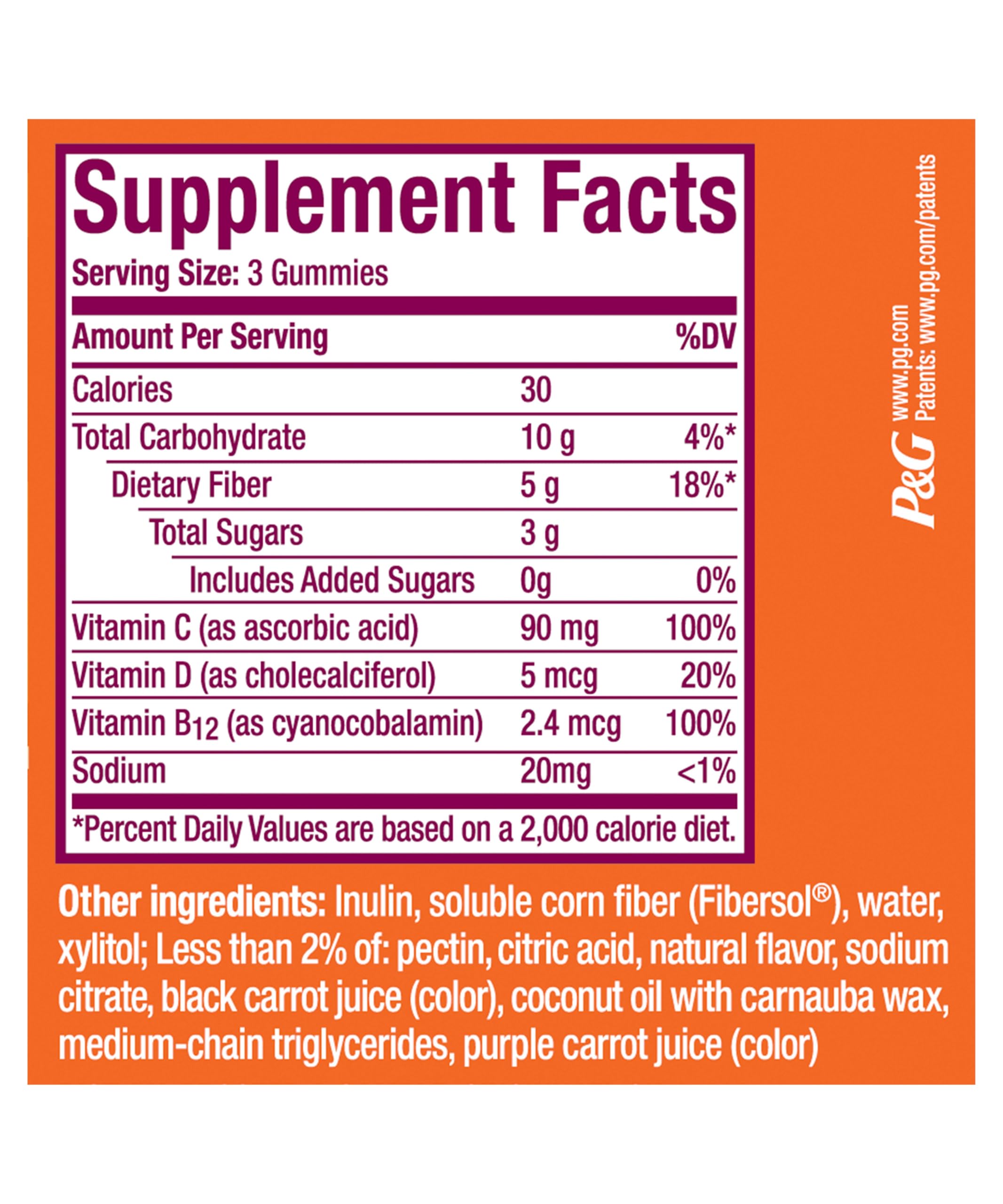 Metamucil Citrus Berry Fiber Gummies | Vitamins C, D & B12

