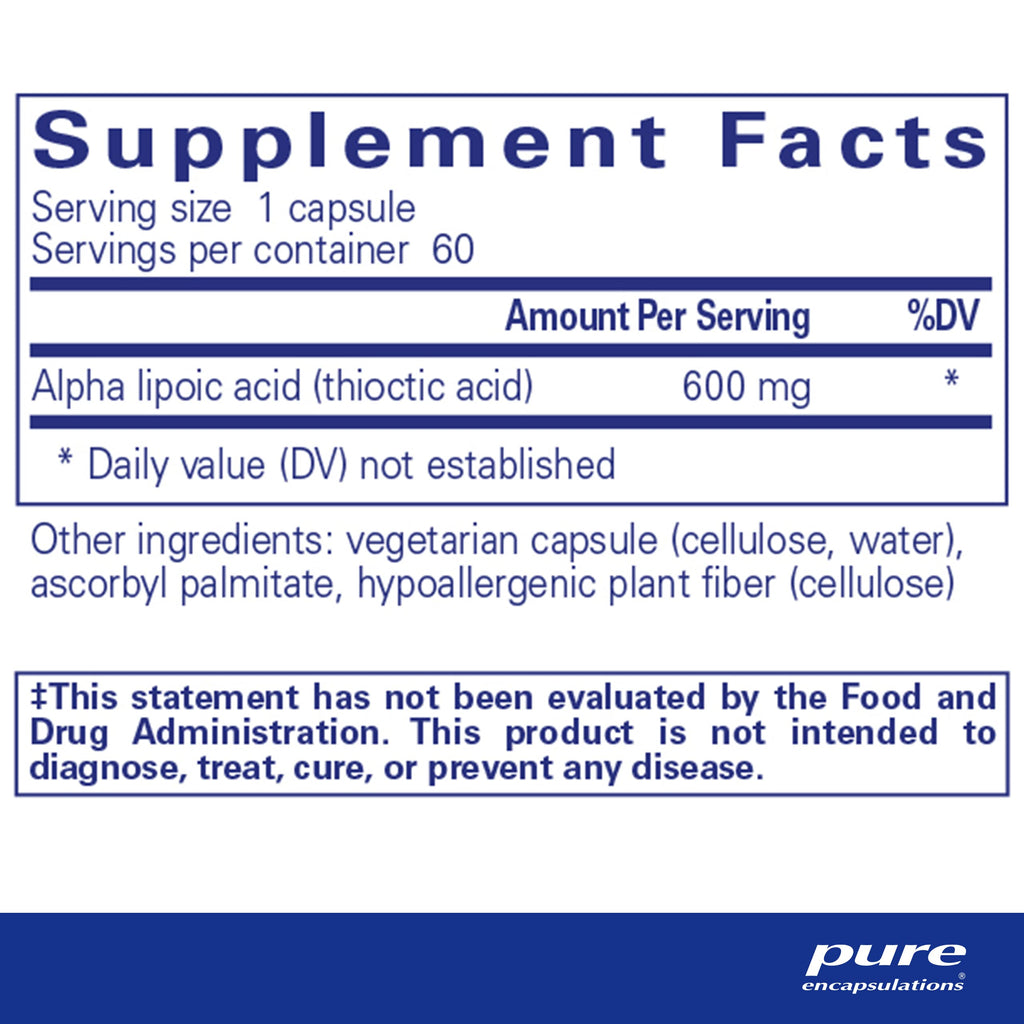 Alpha Lipoic Acid 600 mg Supplement | Pure Encapsulations

