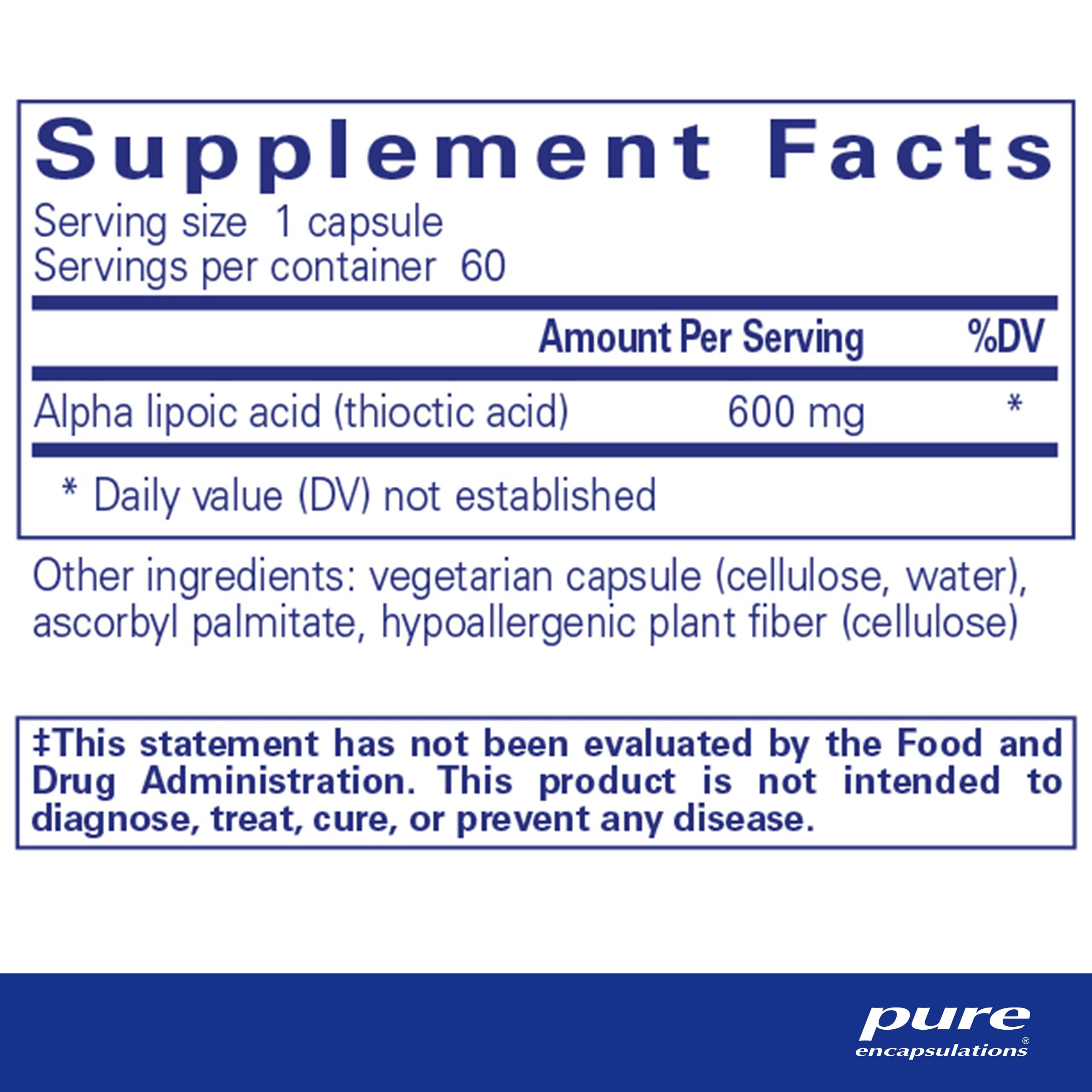 Alpha Lipoic Acid 600 mg Supplement | Pure Encapsulations

