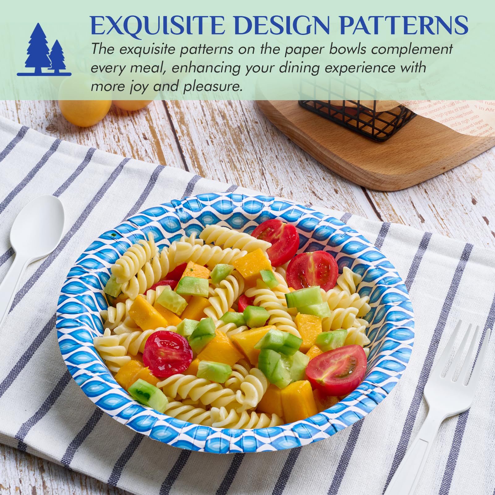 MUCHII Disposable Paper Bowls Bulk - Soak-Proof & Printed

