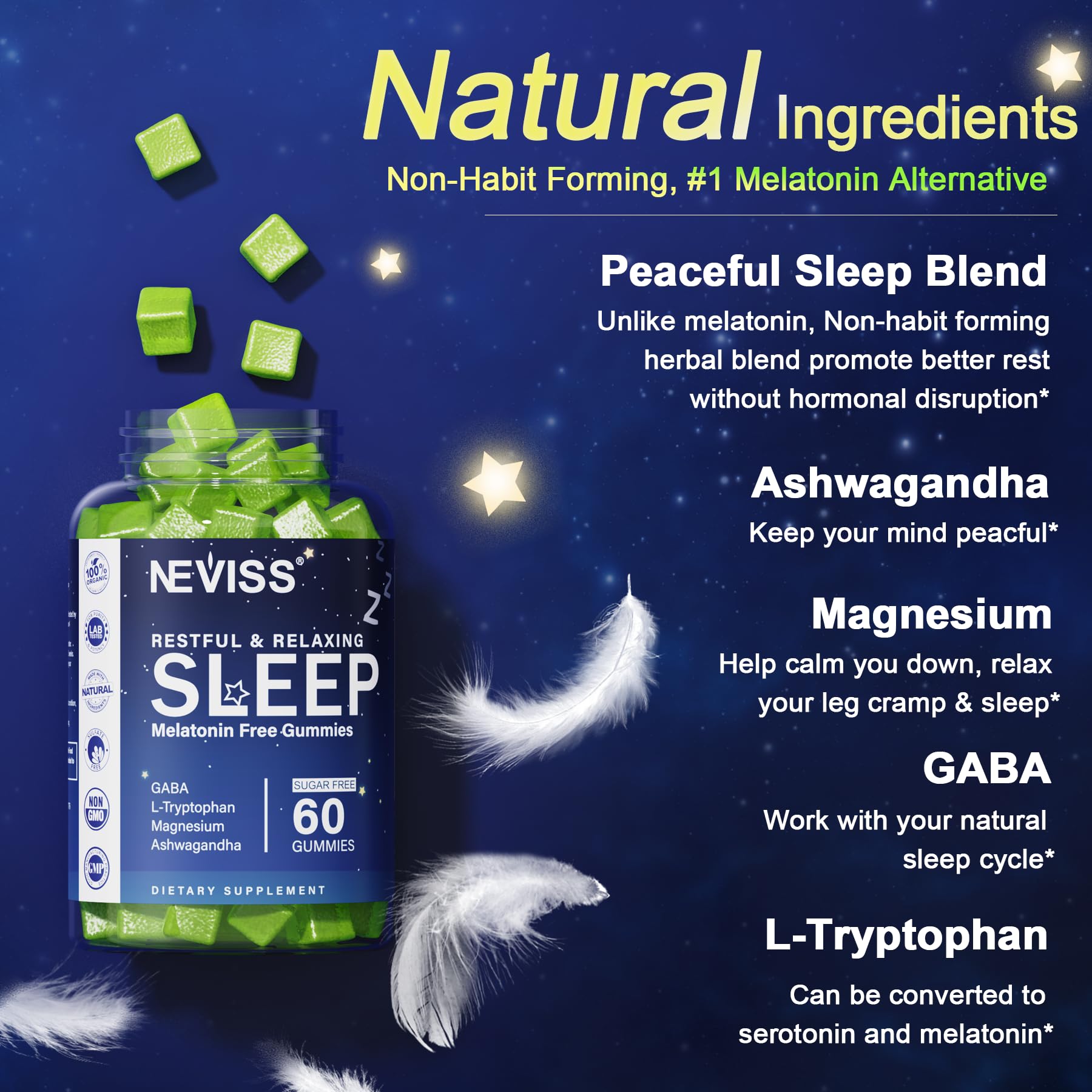 Sleep Gummies NEVISS Melatonin-Free for Adults - Lemon

