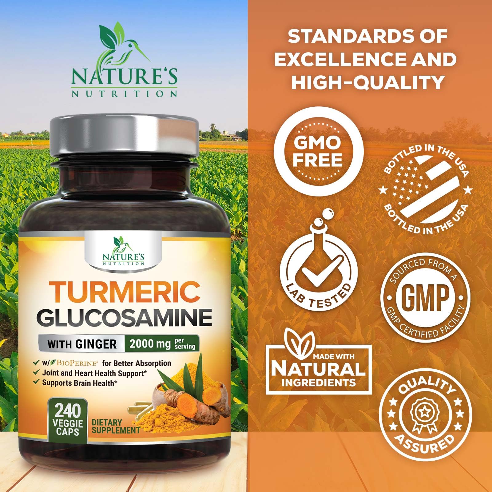 Turmeric Curcumin Capsules with Glucosamine, Ginger & MSM

