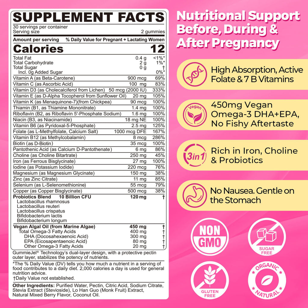 Prenatal Vitamin Gummies with Methylfolate & Omega-3


