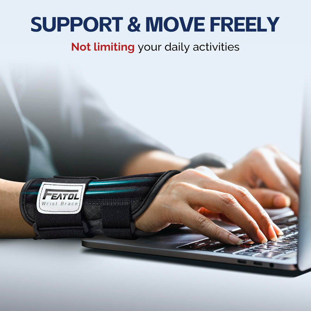 FEATOL Carpal Tunnel Wrist Brace with Splint | Work Night

