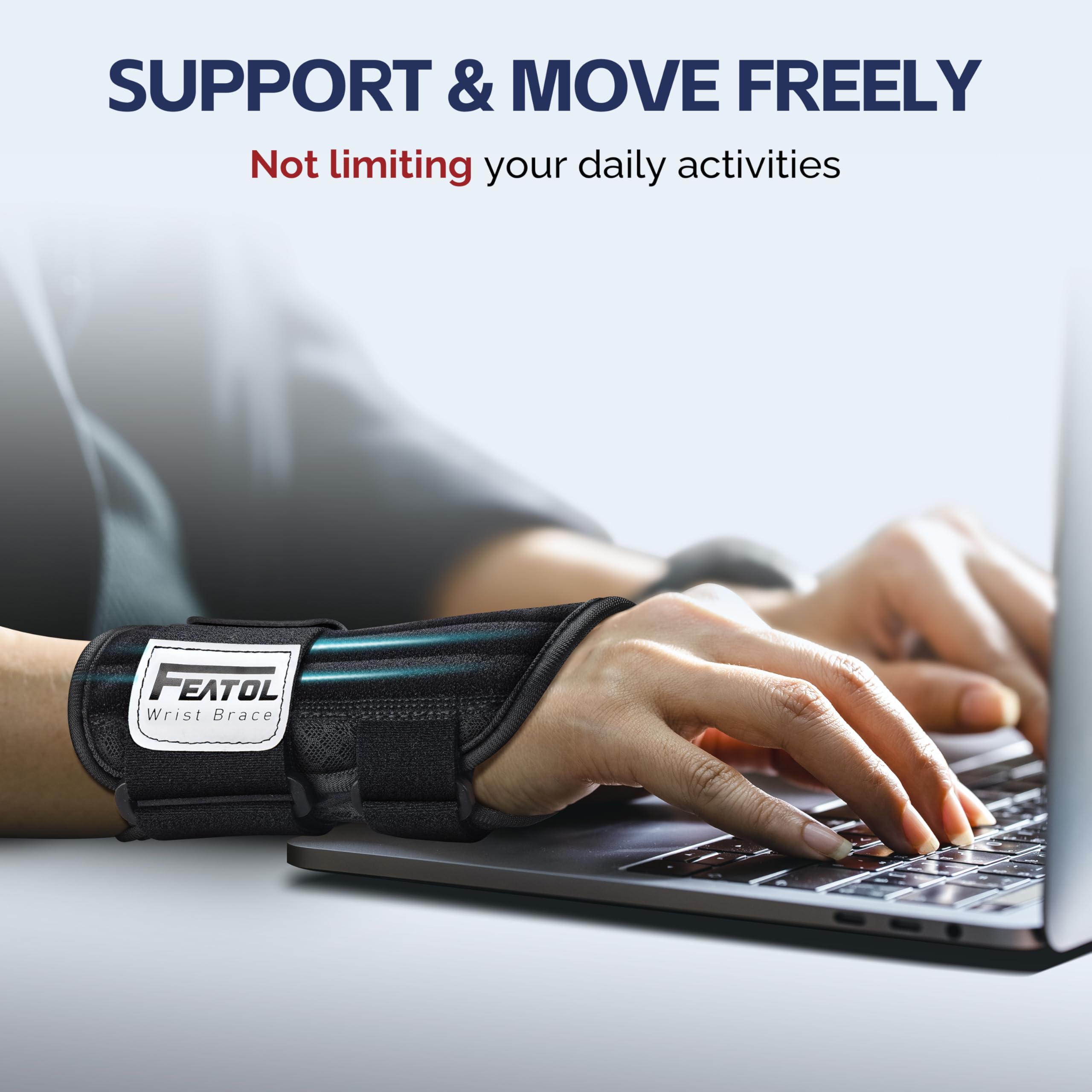 FEATOL Carpal Tunnel Wrist Brace with Splint | Work Night


