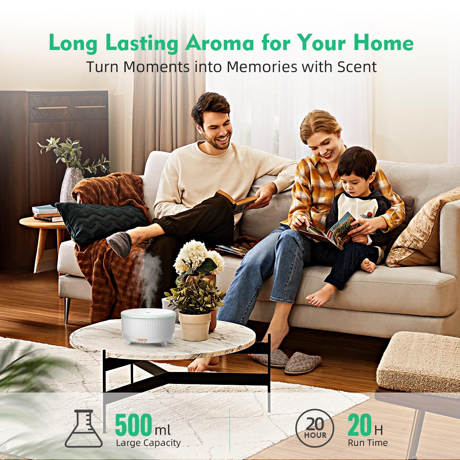 Essential Oil Diffuser 500ML Ultrasonic - Remote AutoOff

