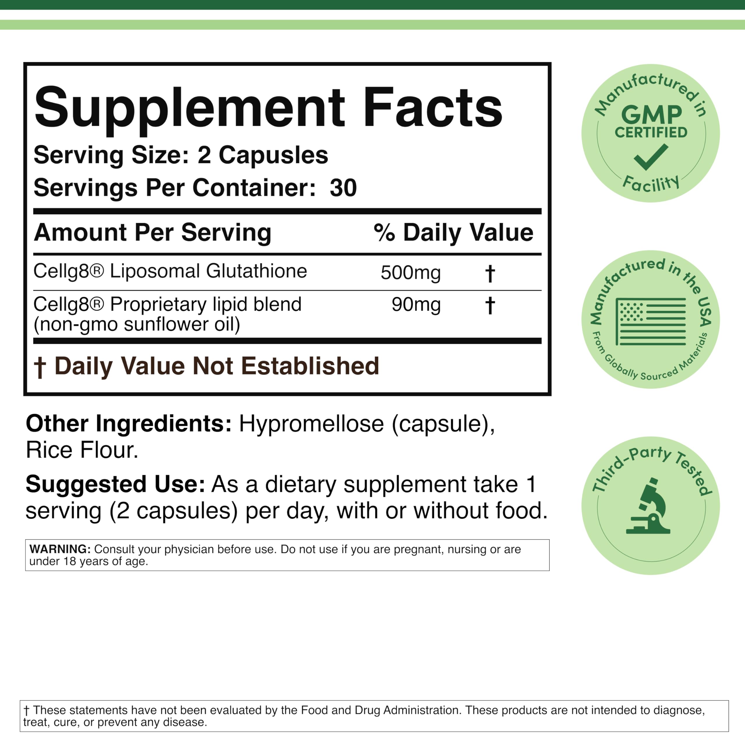 Double Wood Liposomal Glutathione Supplement 500 mg

