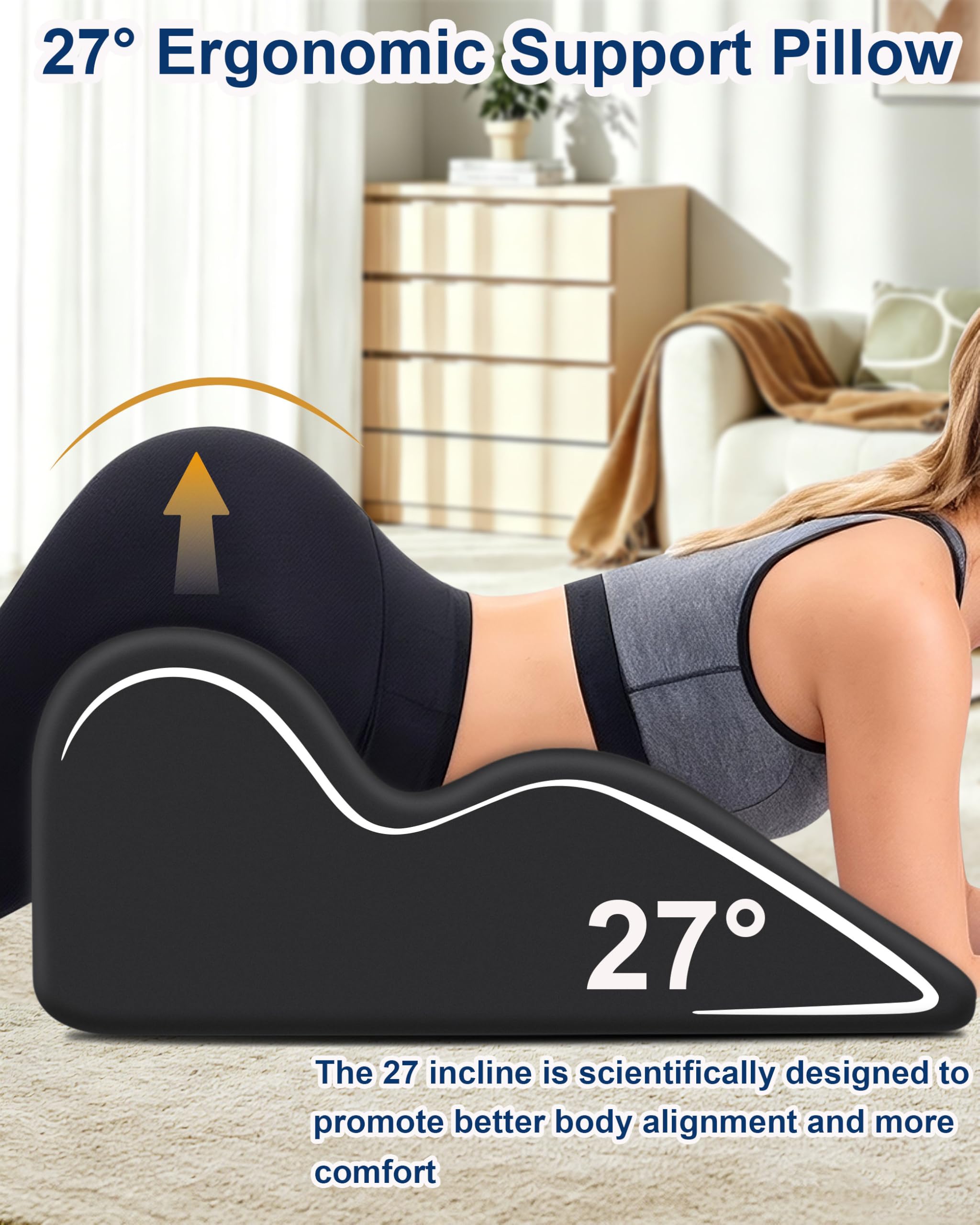 Memory Foam Wedge Pillow for Reading and Elevation Support


