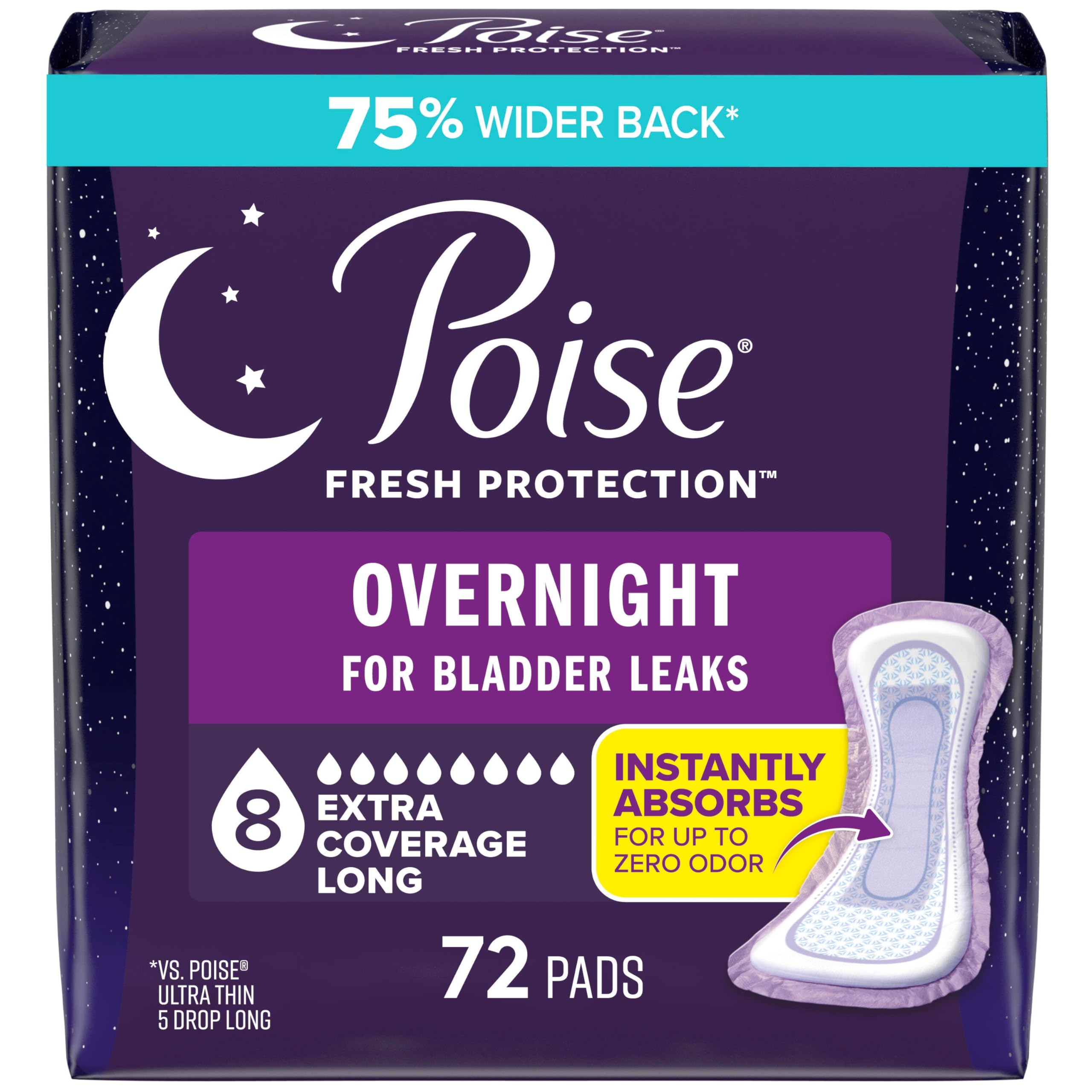 Poise Overnight Incontinence Pads for Bladder Leaks

