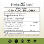Herbal Roots Ginkgo Biloba Organic Herbal Supplement

