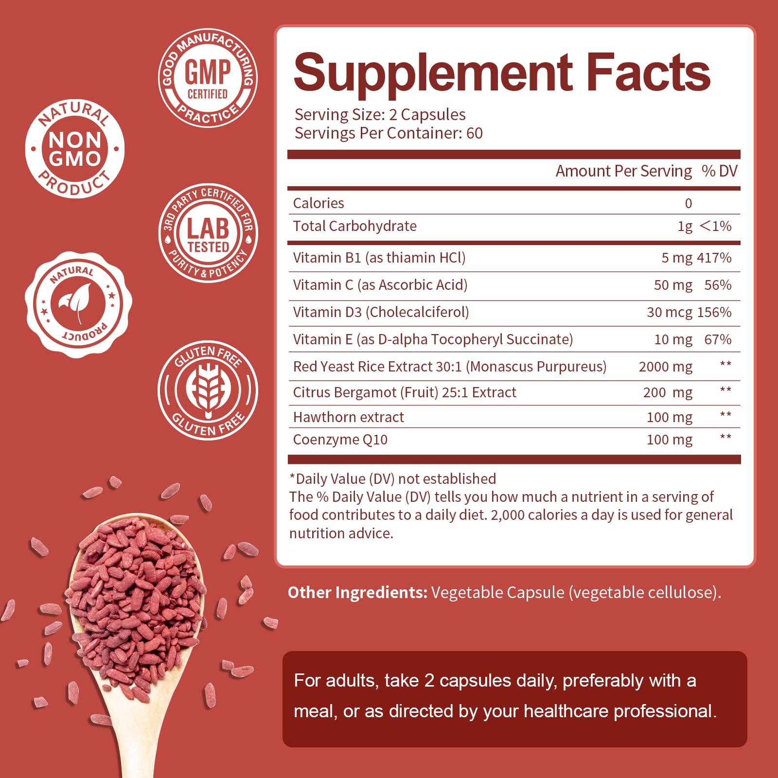 Totaria Red Yeast Rice with CoQ10 & Bergamot - Heart Health

