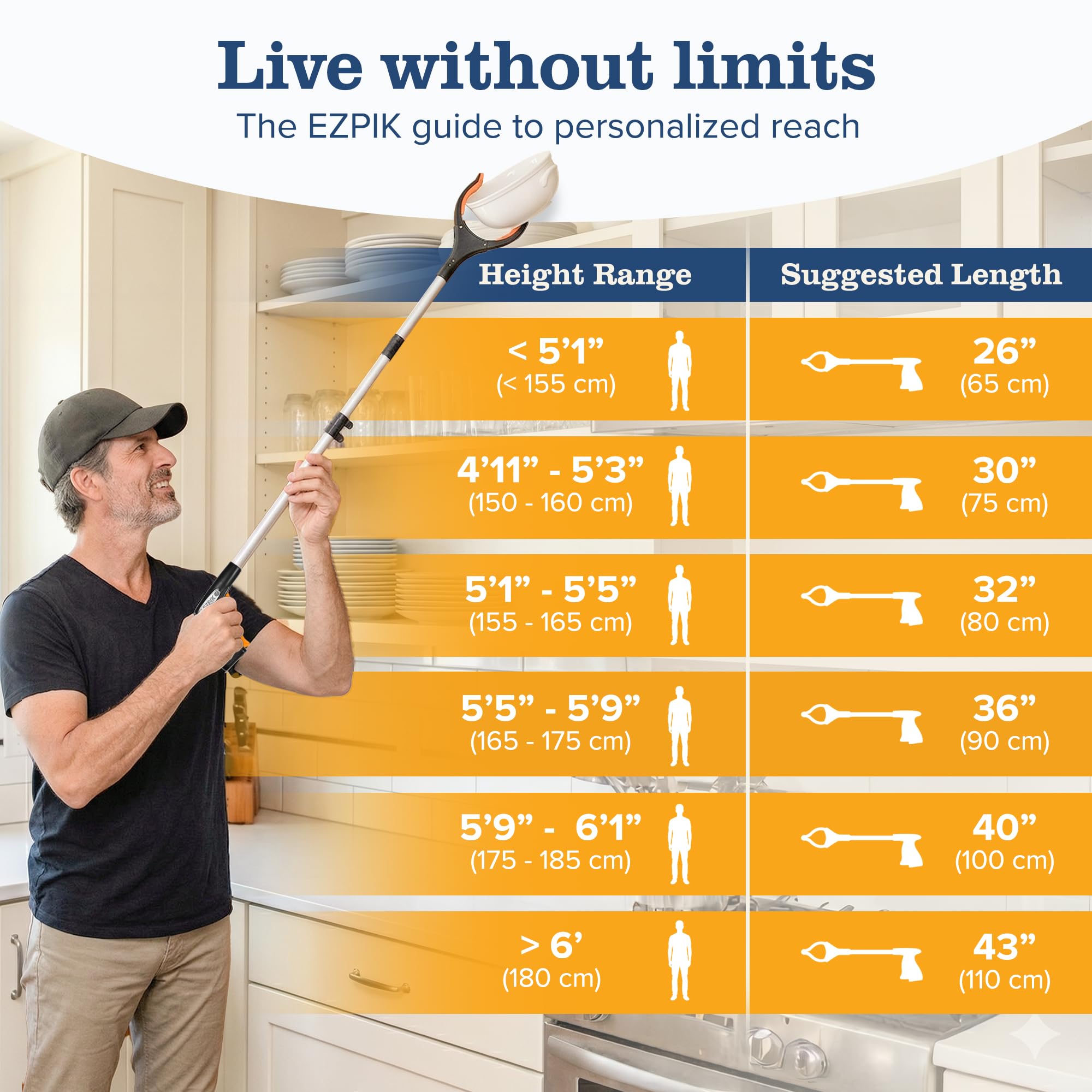 EZPIK Pro Folding Reacher | Magnets & Rotating Jaw

