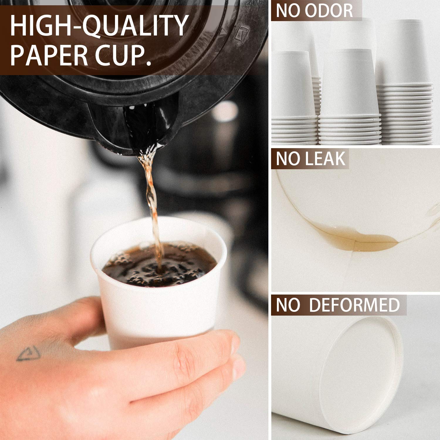 Vumdua Disposable Paper Cups for Hot and Cold Beverages

