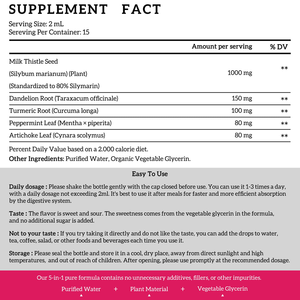Milk Thistle Liquid Drops Silymarin 1000mg Liver Health

