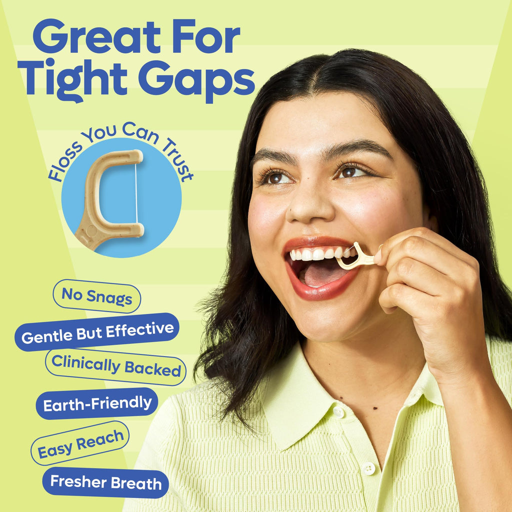 SmartLifeco Eco-Friendly Dental Floss Picks Mint Straw-Wheat

