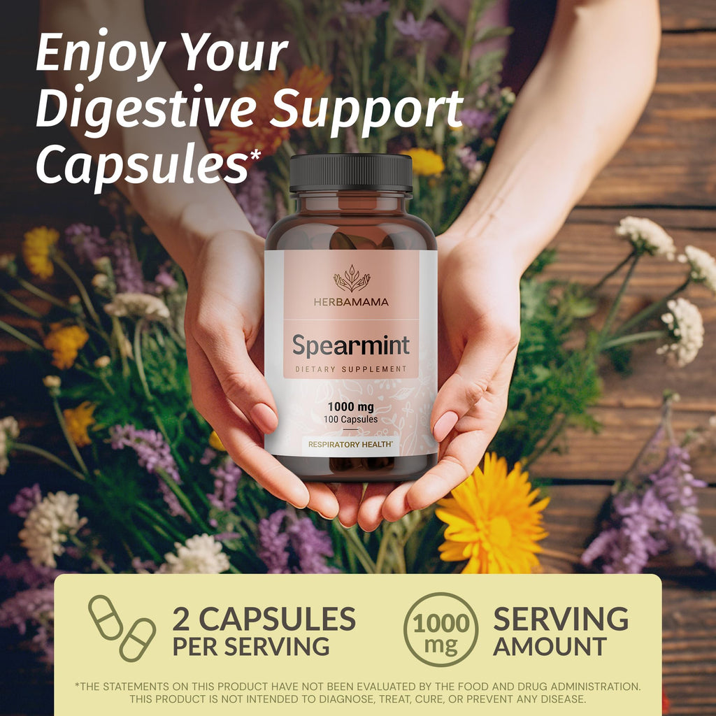 Herbamama Spearmint Capsules for Digestive Health

