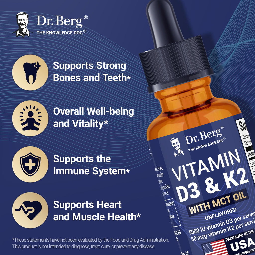 Dr. Berg D3 K2 Liquid Drops with MCT – 5000 IU

