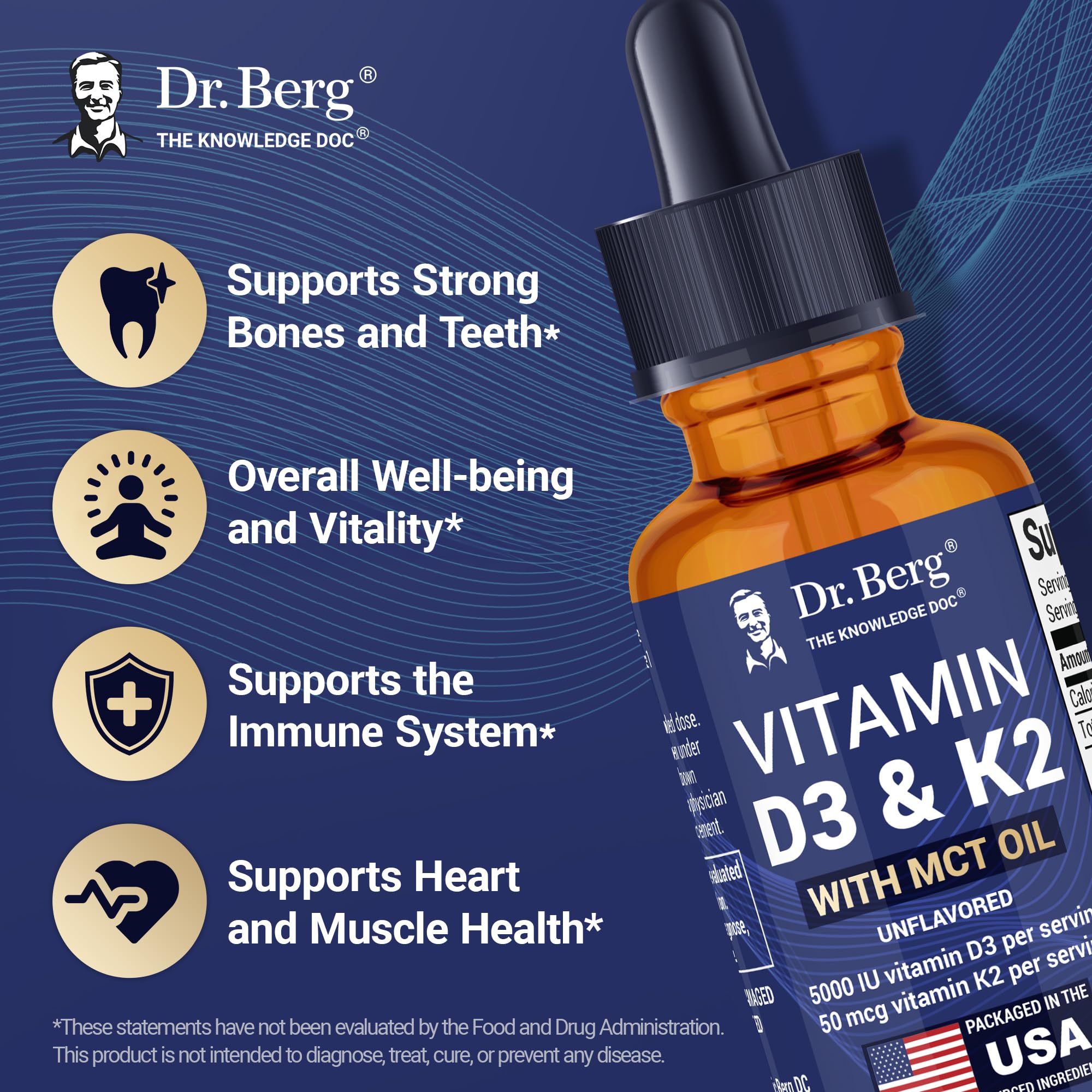 Dr. Berg D3 K2 Liquid Drops with MCT – 5000 IU

