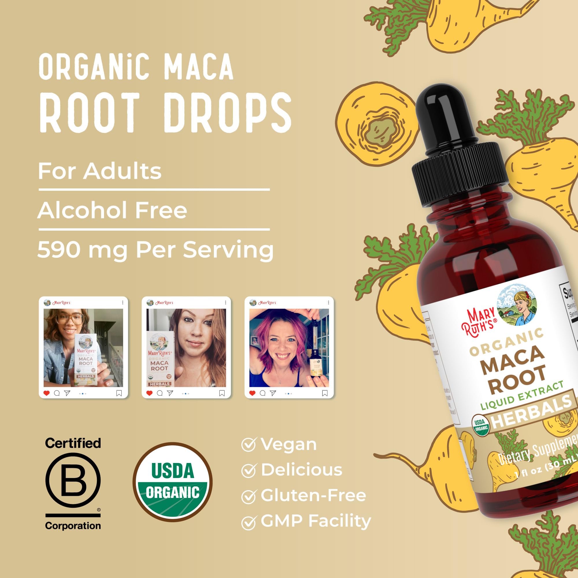MaryRuth's Maca Root Liquid Drops Dietary Supplement

