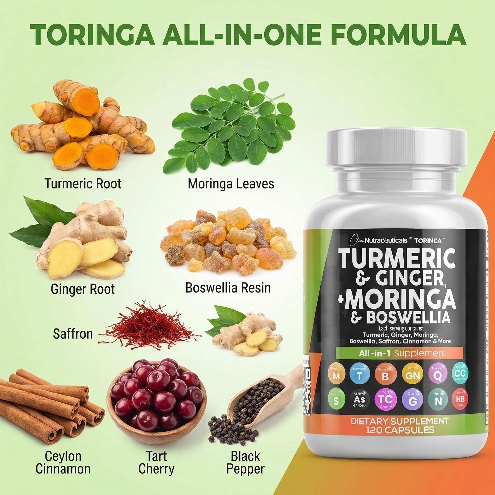 Clean Nutra All-in-One Turmeric Moringa Supplement

