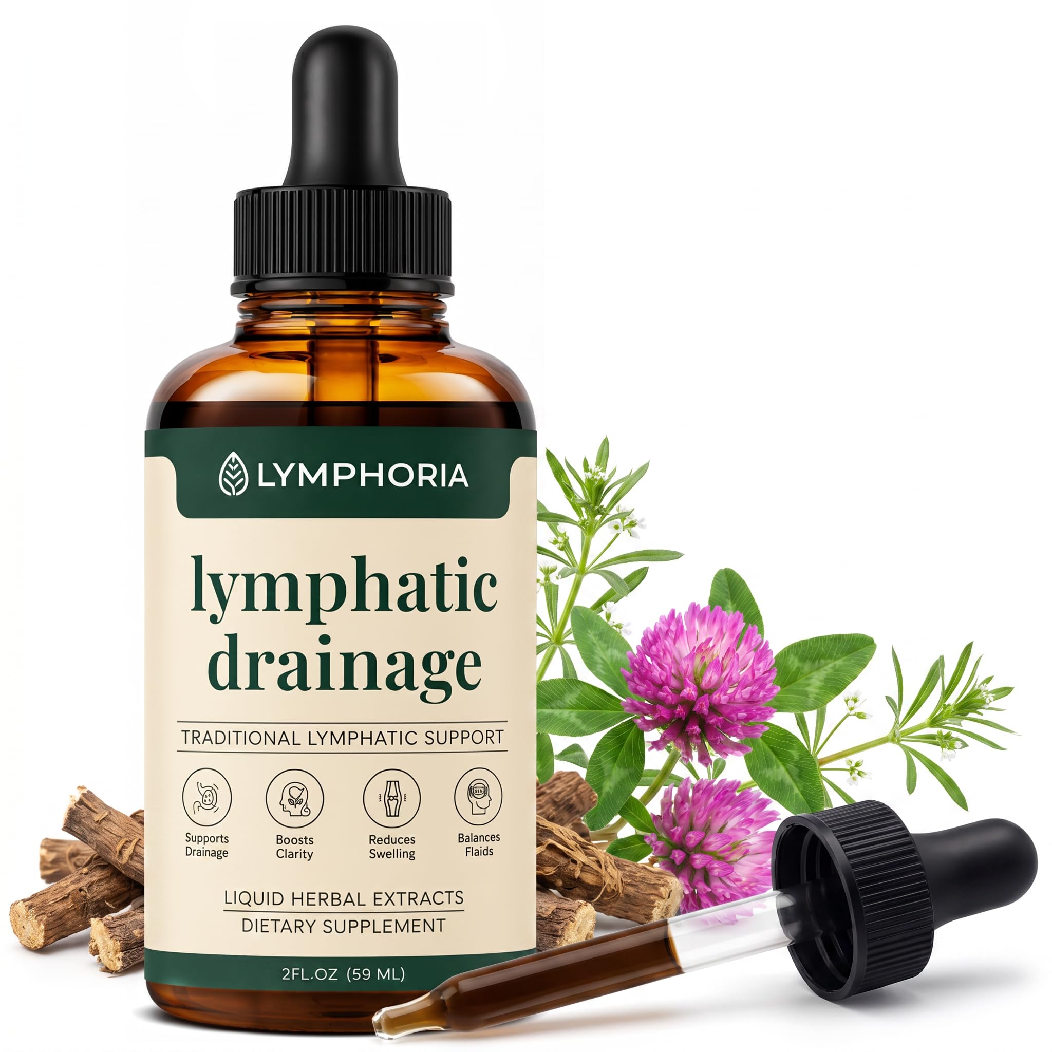 Lymphoria Lymphatic Drops for Bloat Relief Alcohol-Free