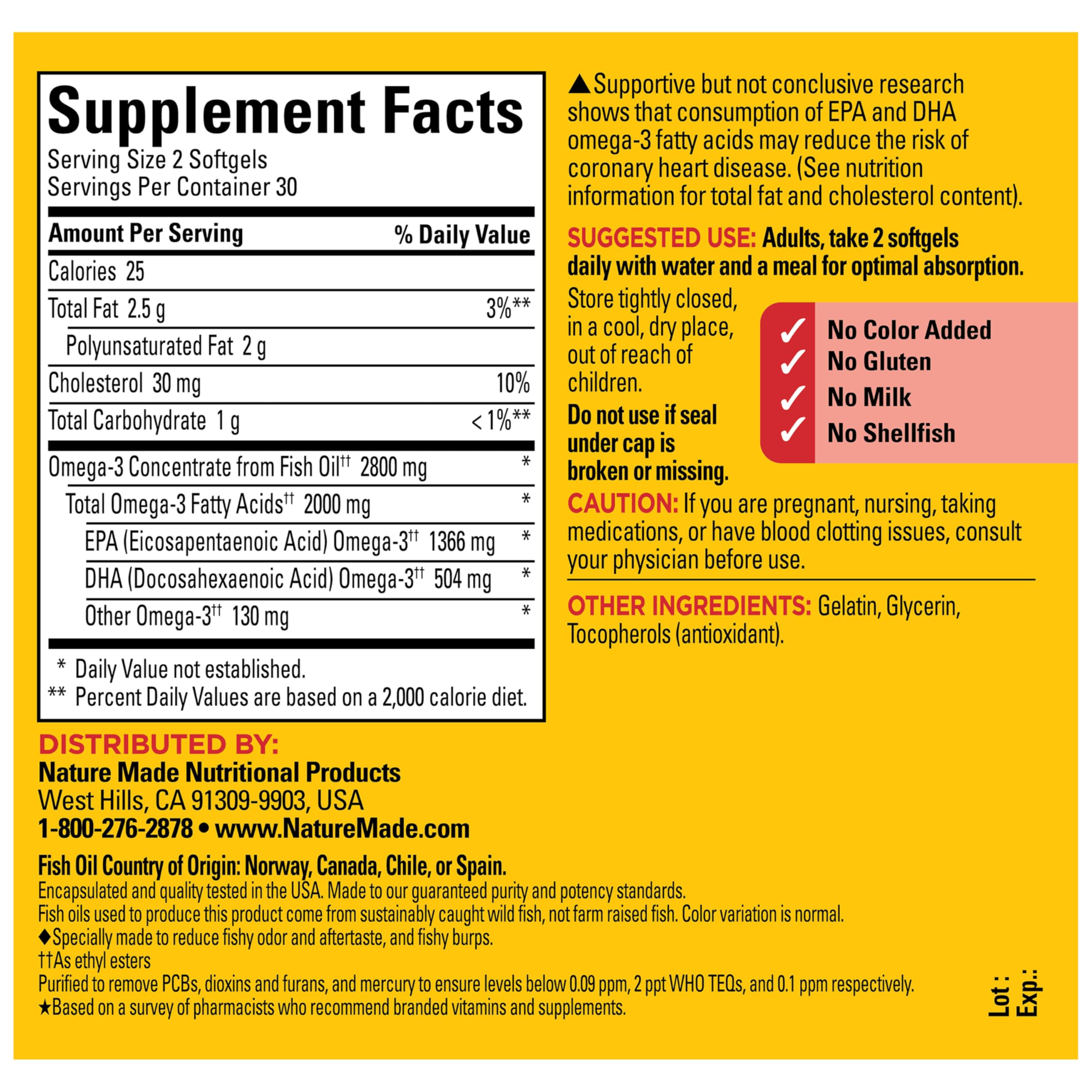 Nature Made Omega-3 Fish Oil Softgels - Omega-3 Supplement

