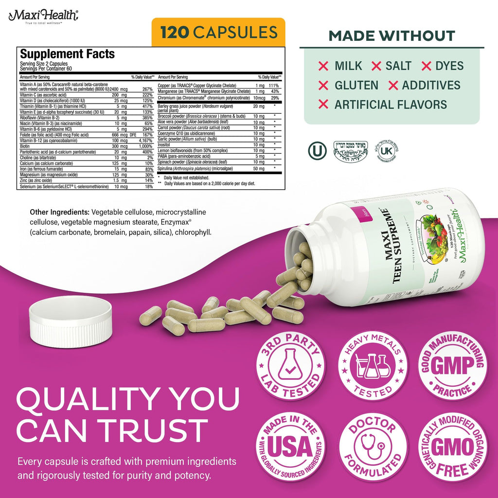 Maxi Health Teen Multivitamin for Teens | Immune and Growth

