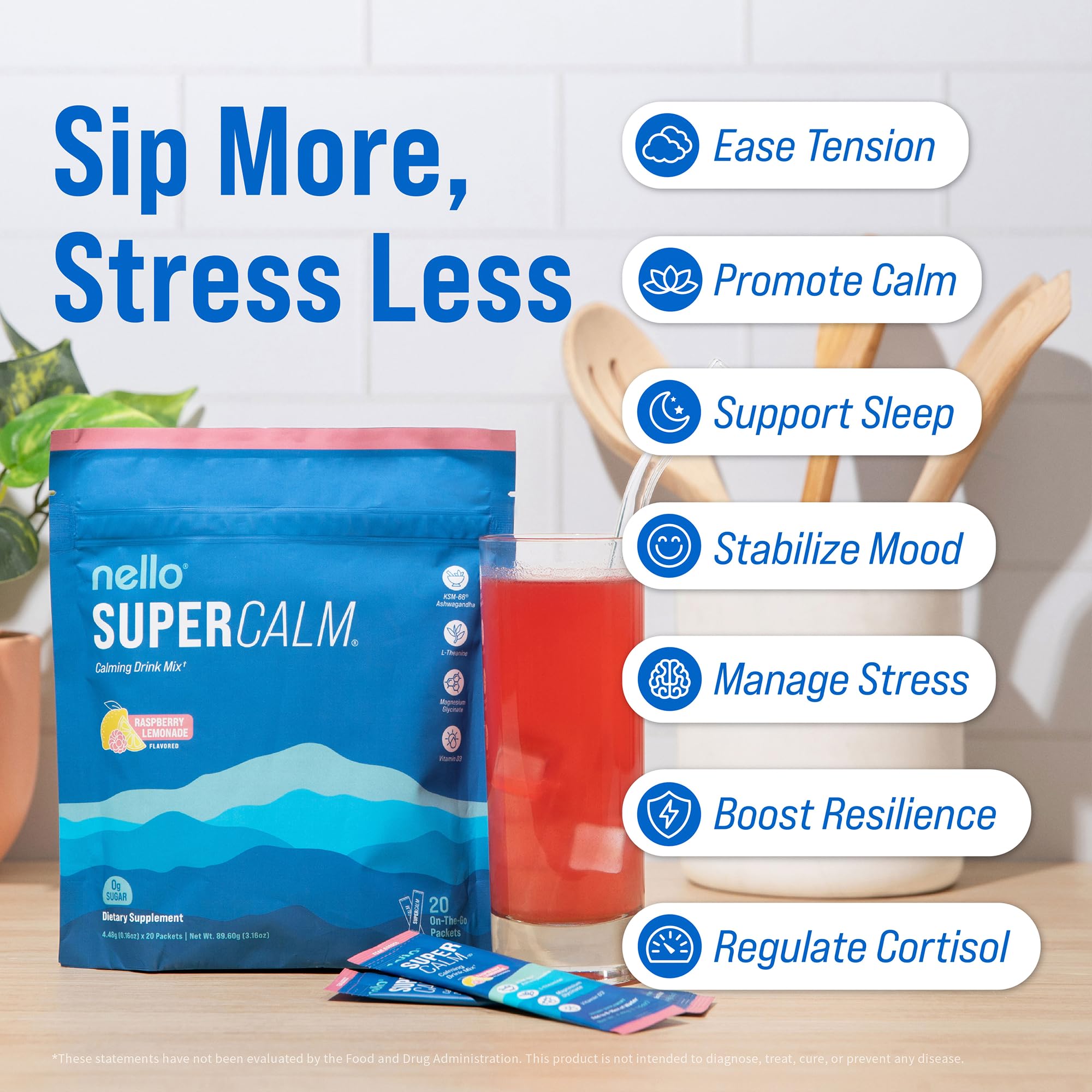 Nello SuperCalm Powdered Drink Mix Adaptogenic Sleep Support

