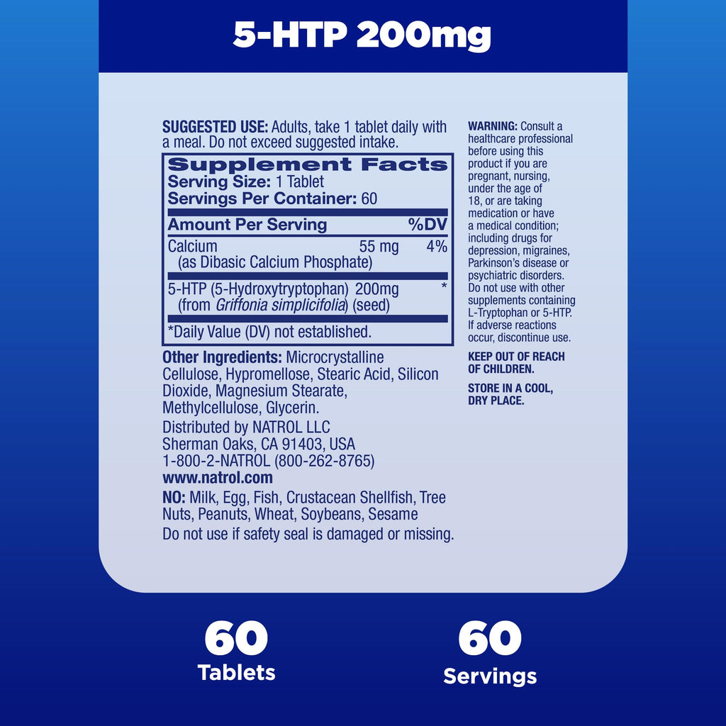 Natrol 5-HTP 200 mg Time Release Mood Support | Drug-Free

