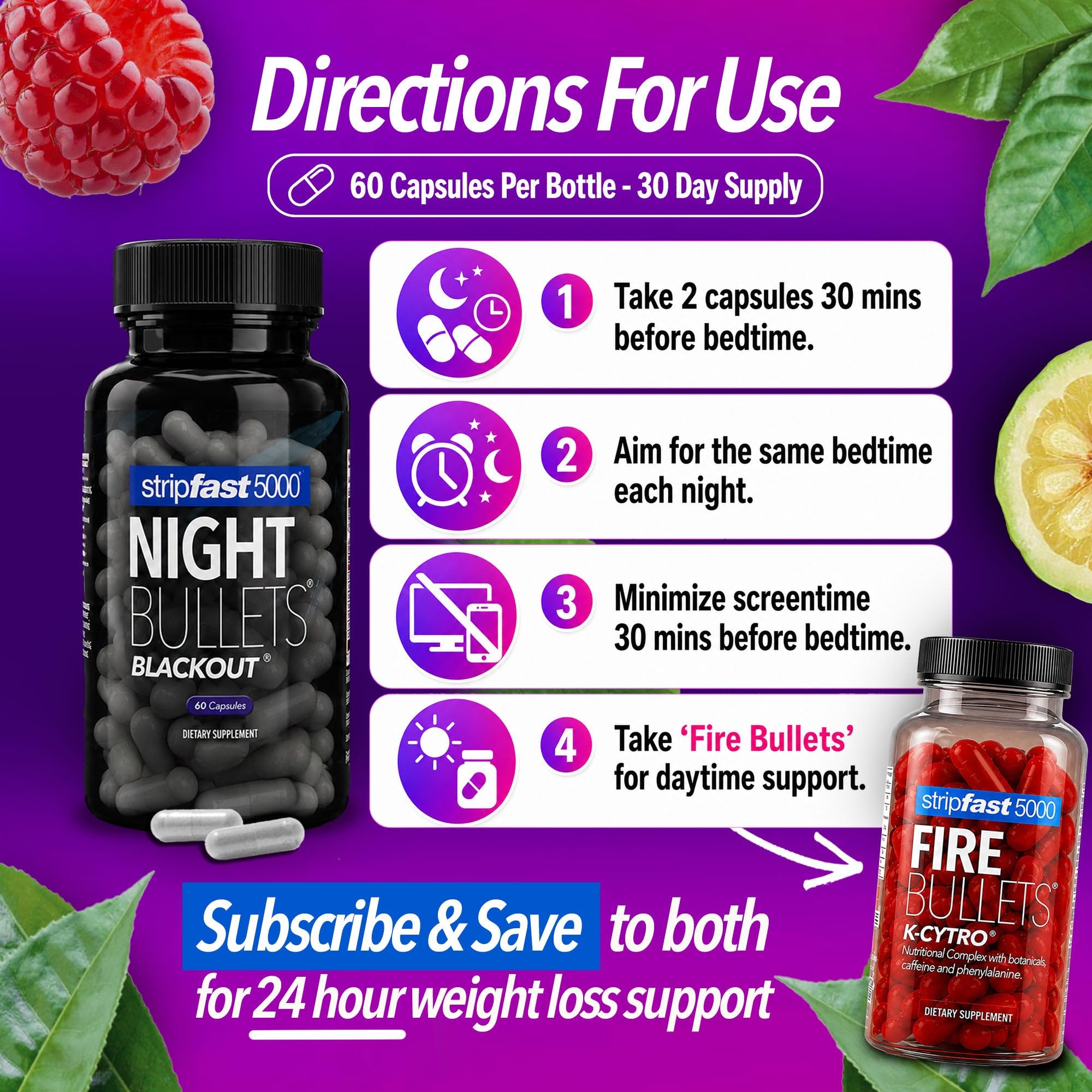 Night Bullets Nighttime Fat Burner - Stim-Free Sleep Support

