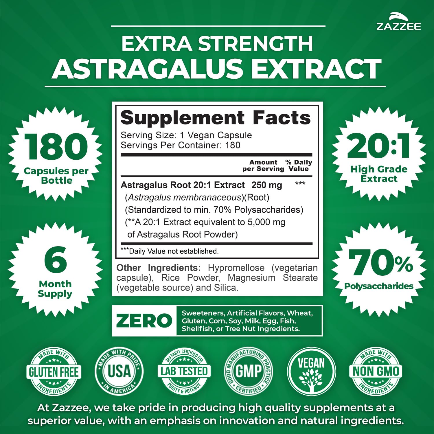 Zazzee Astragalus Root Extract Immune Support

